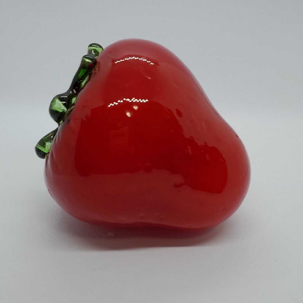 Vintage Murano Style Monumental Hand Blown Glass Strawberry with Texture
